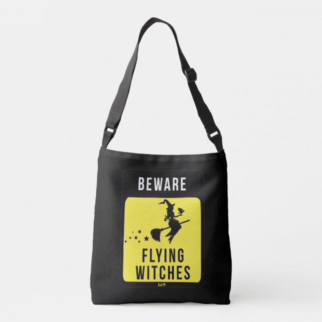 BOLSA AJUSTÁVEL DIA DE AS BRUXAS ENGRAÇADO BEWARE FLYING WITCHES (Verso)