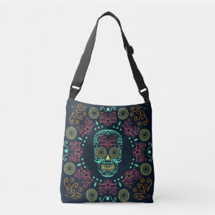 Bolsa Ajustável Dia de los Muertos Neon Floral Crânio