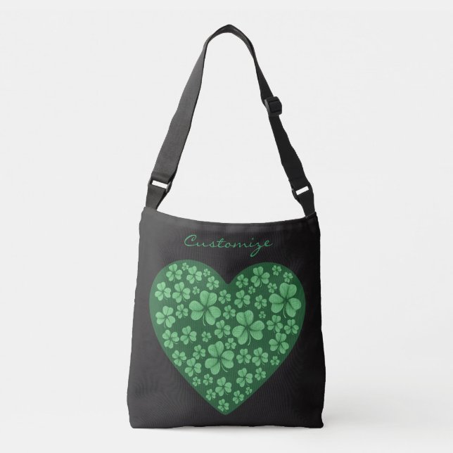 Bolsa Ajustável Dia de São Patrício preto Shamrock verde (Frente)