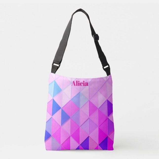 Bolsa Ajustável Diamantes Azuis e Rosas (Frente)