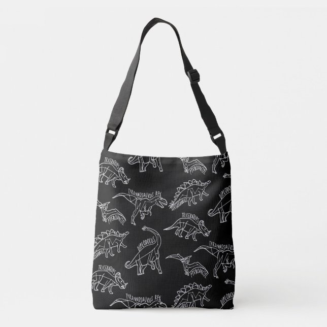 Bolsa Ajustável Dinossauro Padrão Silhouette Crossbody Bag (Verso)