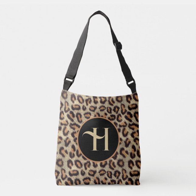 BOLSA AJUSTÁVEL DIVERSÃO PRETA E LARANJA FAUX LEOPARD FUR IMPRESSÃ (Frente)