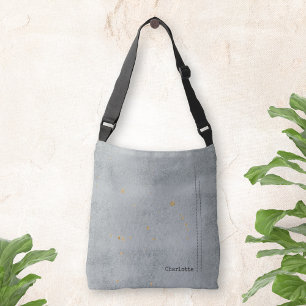 Bolsa Ajustável Douradas manchas Grunge Nome Minimizado Cinza clar