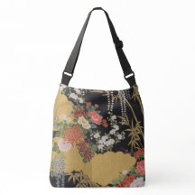 Dourado e negro Oriental Kimono Floral