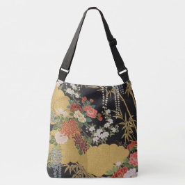 Bolsa Ajustável Dourado e negro Oriental Kimono Floral