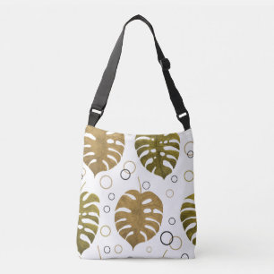 Bolsa Ajustável Dourado tropical: Monstera Leaf Watercolor
