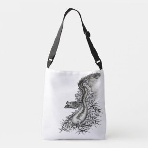 Bolsa Ajustável Dragão chinês, Design preto e branco em tatuostilo