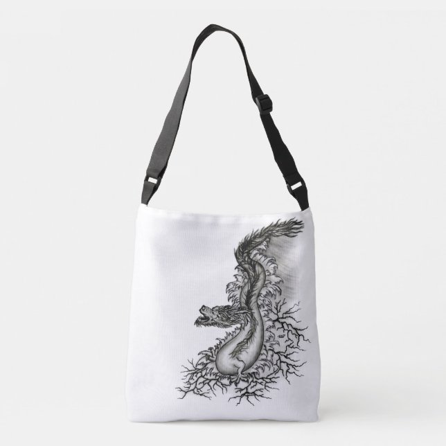 Bolsa Ajustável Dragão chinês, Design preto e branco em tatuostilo (Verso)