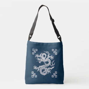 Bolsa Ajustável Dragão Chinês Vintage em Branco