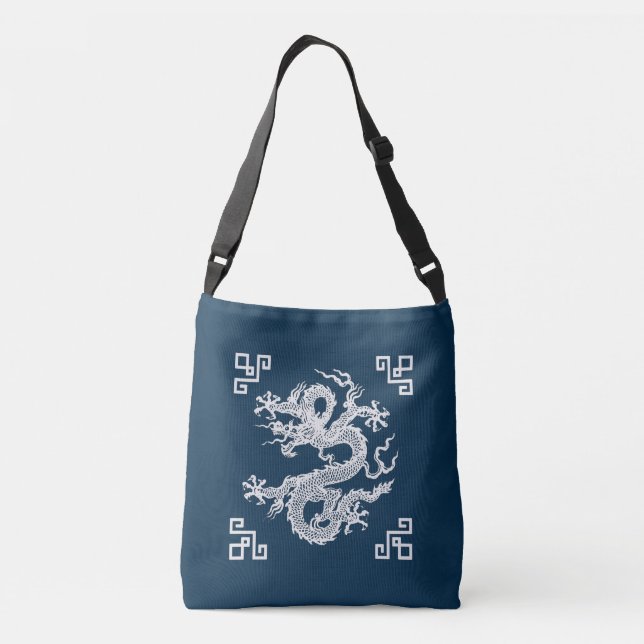 Bolsa Ajustável Dragão Chinês Vintage em Branco (Verso)