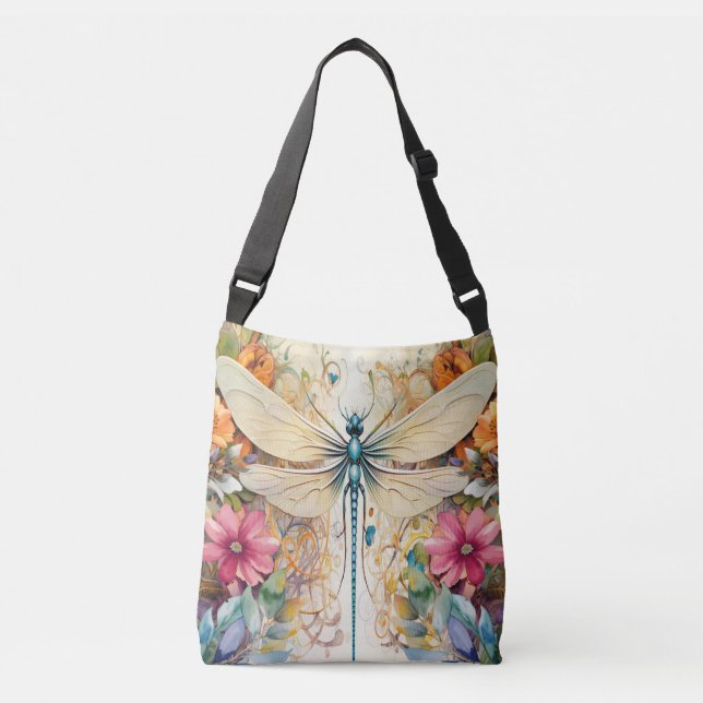 Bolsa Ajustável Dragonfly E Flores Selvagens (Frente)