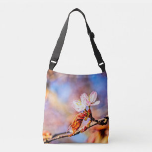 Bolsa Ajustável Duas Incríveis Flores Sakura. Fundo Cor-de-rosa, 