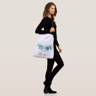 Bolsa Ajustável Dusty Emerald Green White Floral Noiva
