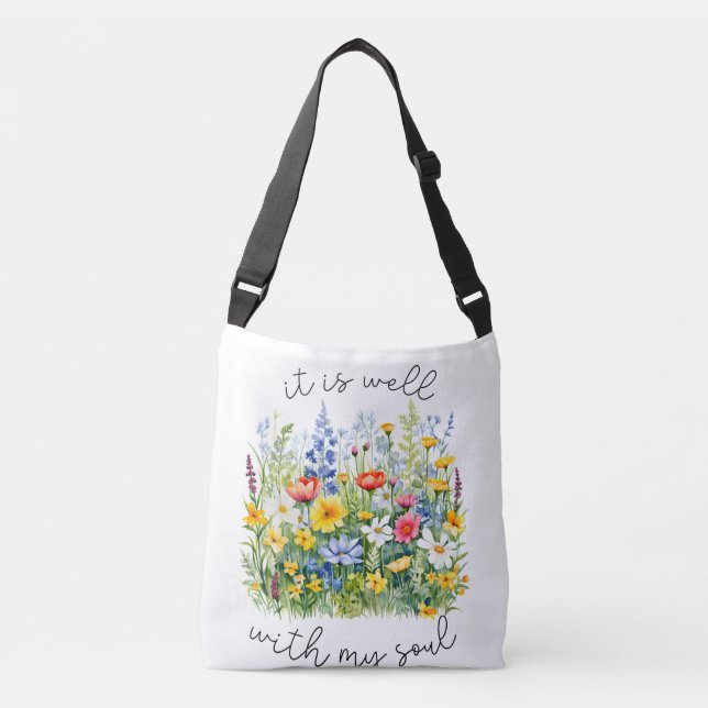 Bolsa Ajustável É bom com minha alma cristã de flor silvestre (Frente)