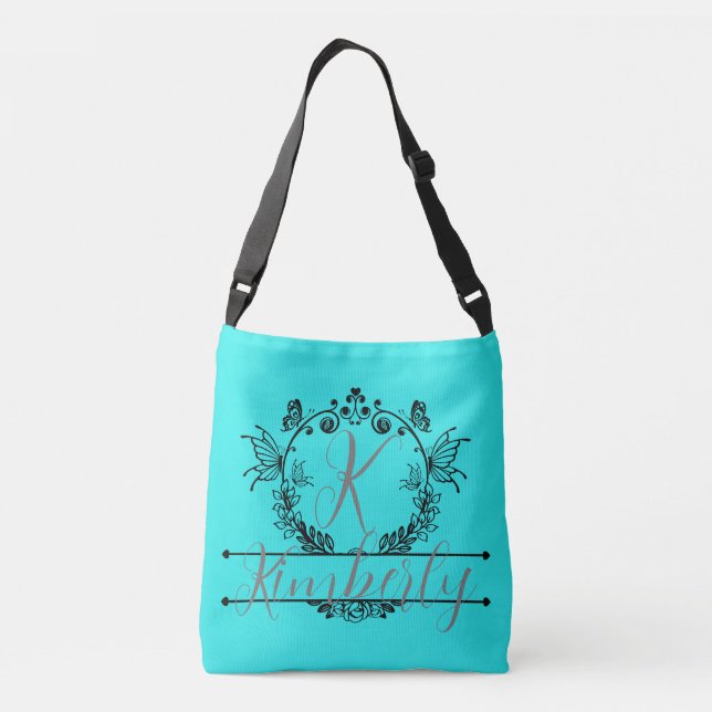 Bolsa Ajustável "Easy Does It Turquoise" Monograma Personalizável  (Verso)