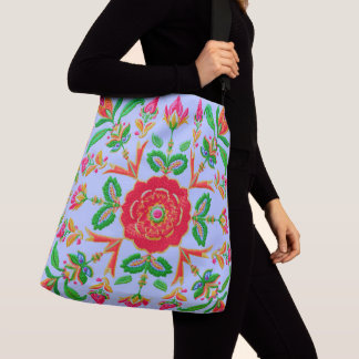 Bolsa Ajustável Efeito Croché de Impressão Floral de Primavera