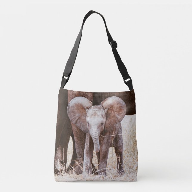 Bolsa Ajustável Elefante-bebê elefante-africano-bonito com mamãe (Verso)