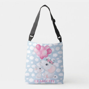 Bolsa Ajustável Elefante Feminino e Coelho com Flores e Balão