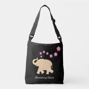Bolsa Ajustável Elefante, Flores & Ideias Floridas Texto em Preto