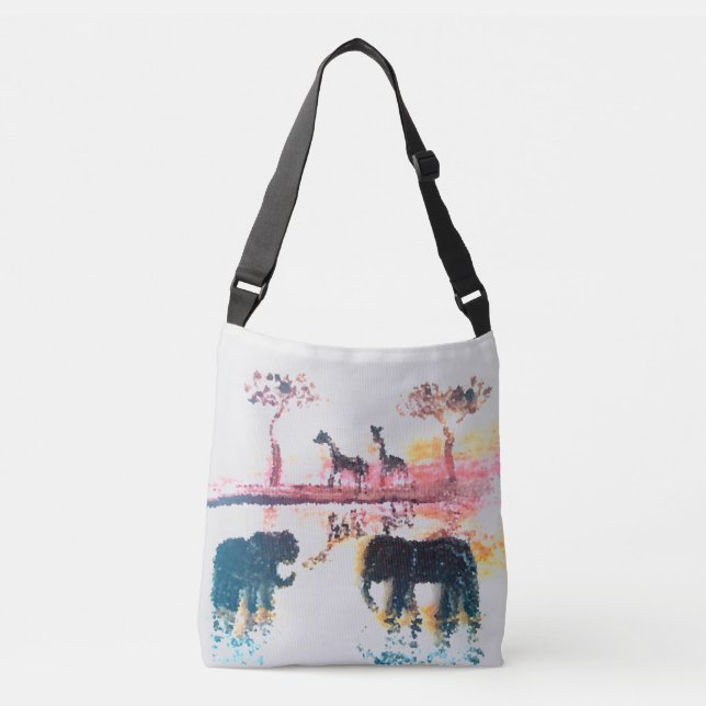 Bolsa Ajustável Elefante, Girafa Sunset Art Personalizada (Frente)