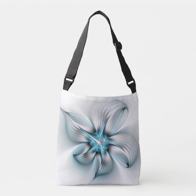 Bolsa Ajustável Elegância Floral Moderna Abstrato Azul Arte Fracta (Frente)