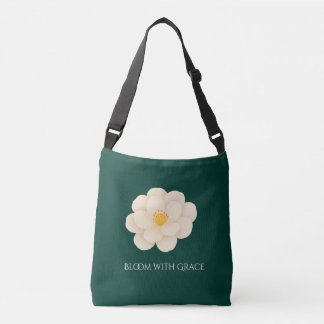 Bolsa Ajustável Elegant White Camellia Deep Green Botanical Bloom 