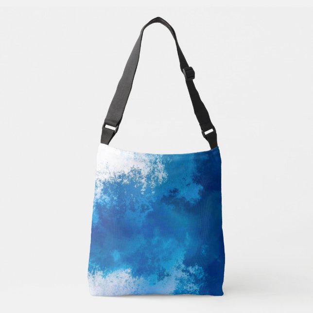 Bolsa Ajustável Elegante Abstrato Blue Ocean Ondas Arte Acrílica | (Frente)