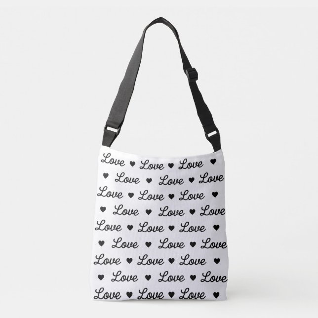 Bolsa Ajustável Elegante Amor Preto e Branco  (Frente)
