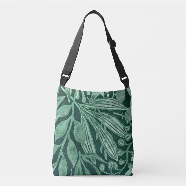 Bolsa Ajustável Elegante Aquarela Verde Botânico Folha Trabalho de (Frente)