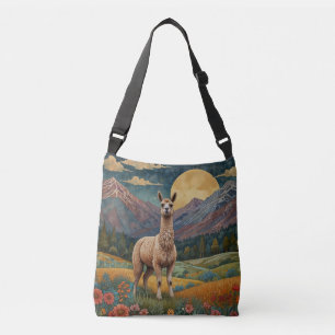 Bolsa Ajustável Elegante boho lama alpaca paisagem de vintage