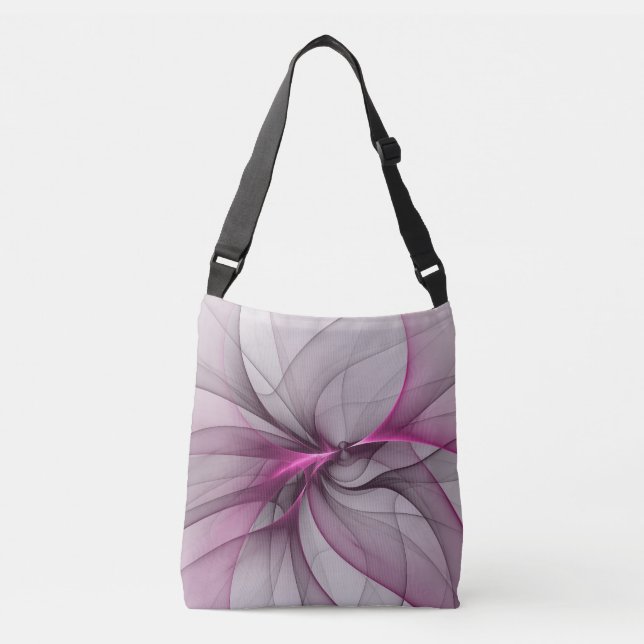 Bolsa Ajustável Elegante Caos Moderno, Abstrato, Arte Fractal Rosa (Frente)