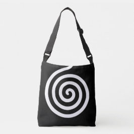 Bolsa Ajustável Elegante Círculo Espiral Abstrato em Preto e Branc