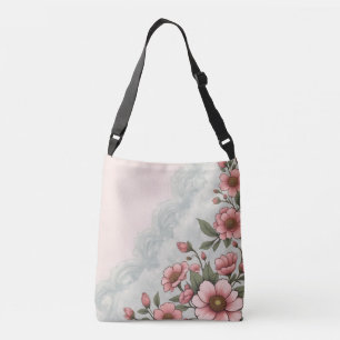 Bolsa Ajustável Elegante Floral Mármore Aquarela Rosa