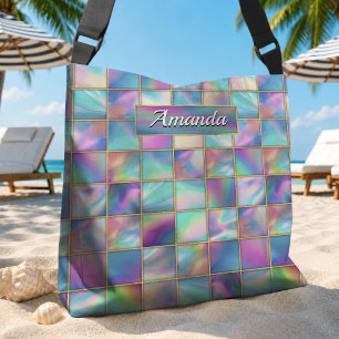 Bolsa Ajustável Elegante holográfico moderno geométrico dourado fa