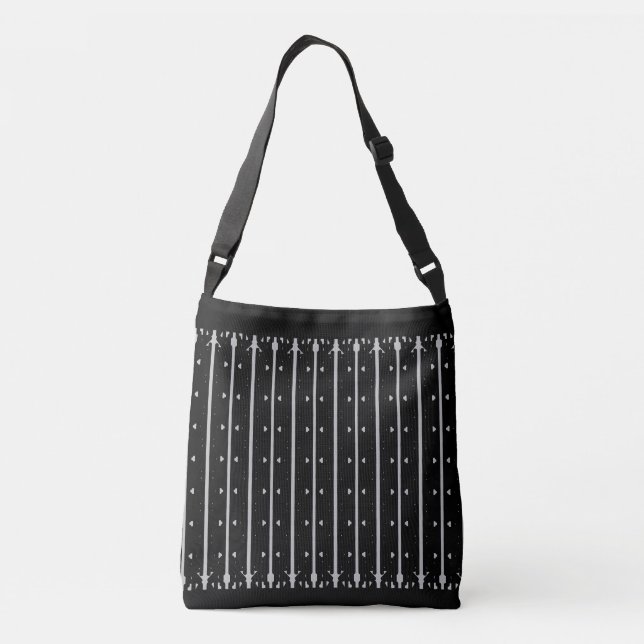 Bolsa Ajustável Elegante Preta com Listras Verticais (Verso)