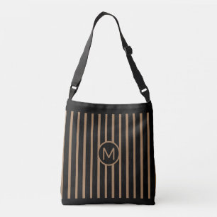 Bolsa Ajustável Elegante Preta & Marrom Listrada Vertical
