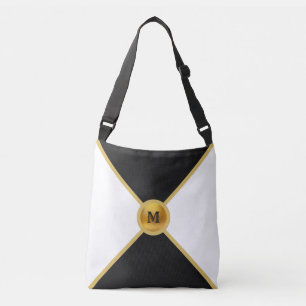 Bolsa Ajustável Elegante Preto, Dourado e Branco