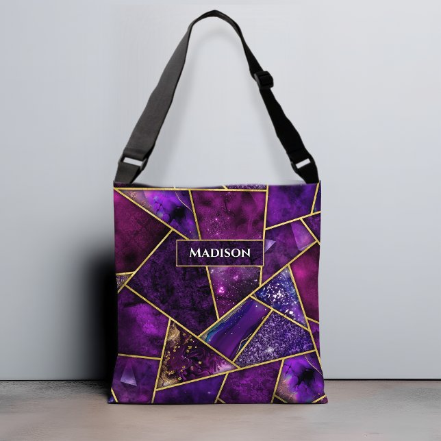 Bolsa Ajustável Elegante rosa púrpura - geométrico (Criador carregado)