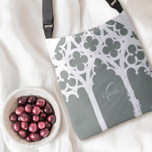 Bolsa Ajustável Elegante Tipografia Gótica Minimalista em Sage