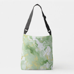 Bolsa Ajustável Elegante Verde Marble Faux Efeito Luminoso Dourado