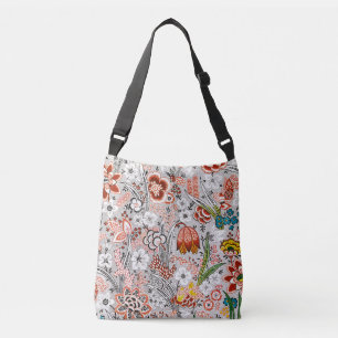 Bolsa Ajustável Elegante Vintage Boho Abstrato Floral Trabalho de 