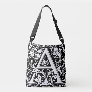 Bolsa Ajustável Elegante Vintage Floral - Letra A Monograma