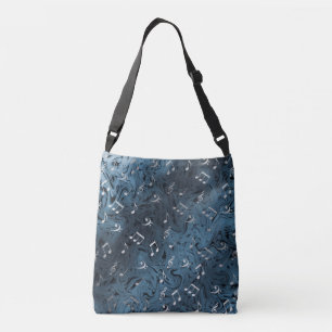 Bolsa Ajustável elegantes notas musicais prateadas em azul