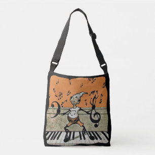 Bolsa Ajustável Elf Com Notas de Música Preta em Piano Keys Orange