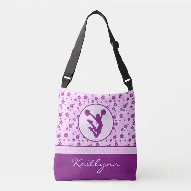 Bolsa Ajustável Elogio personalizado ou Pom Purple Heart floral (Frente)
