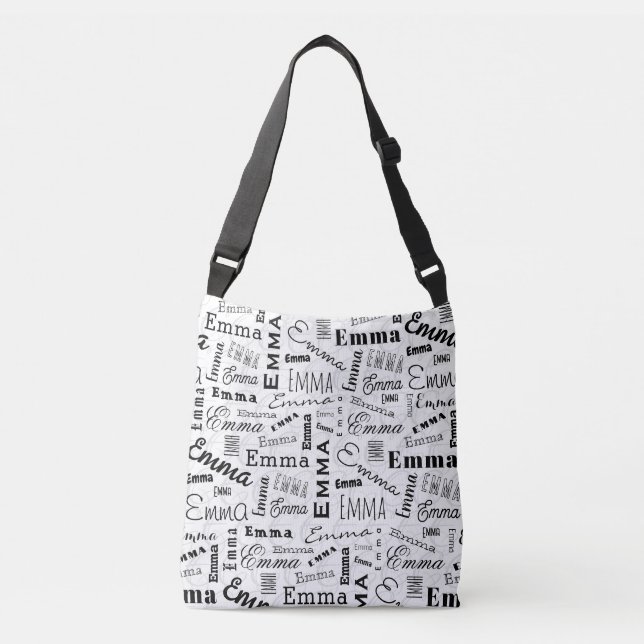 Bolsa Ajustável Emma Custom Name Black White (Frente)