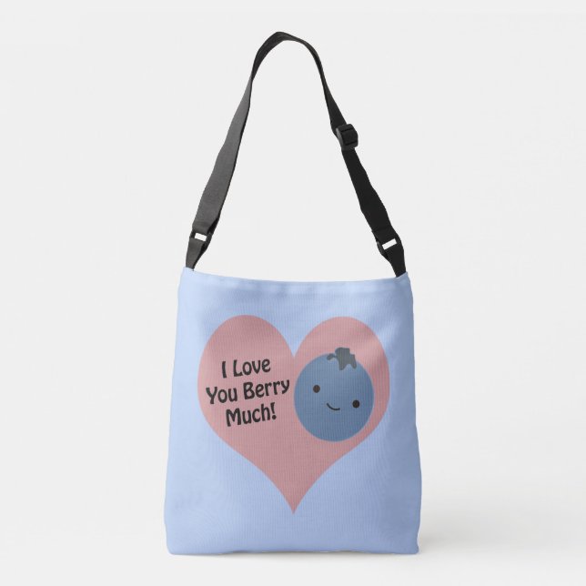 Bolsa Ajustável Engraçado Eu Te Amo Muito Bonito Kawaii Blueberry (Verso)
