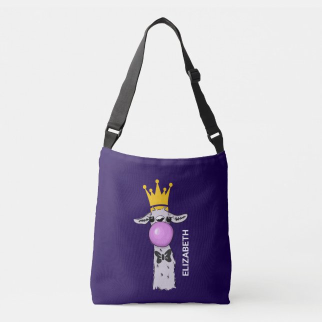 Bolsa Ajustável Engraçado Ilustração do Llama soprando uma bolha r (Frente)