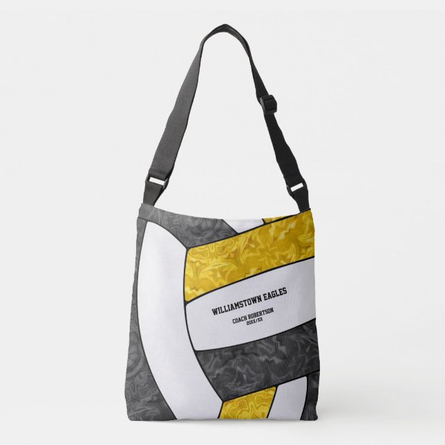 Bolsa Ajustável equipe de ouro negro colabora com jogadora de vôle (Frente)