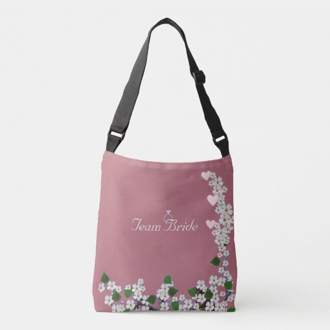 Bolsa Ajustável Equipe Elegante Noiva Flores em Rose Gold (Frente)